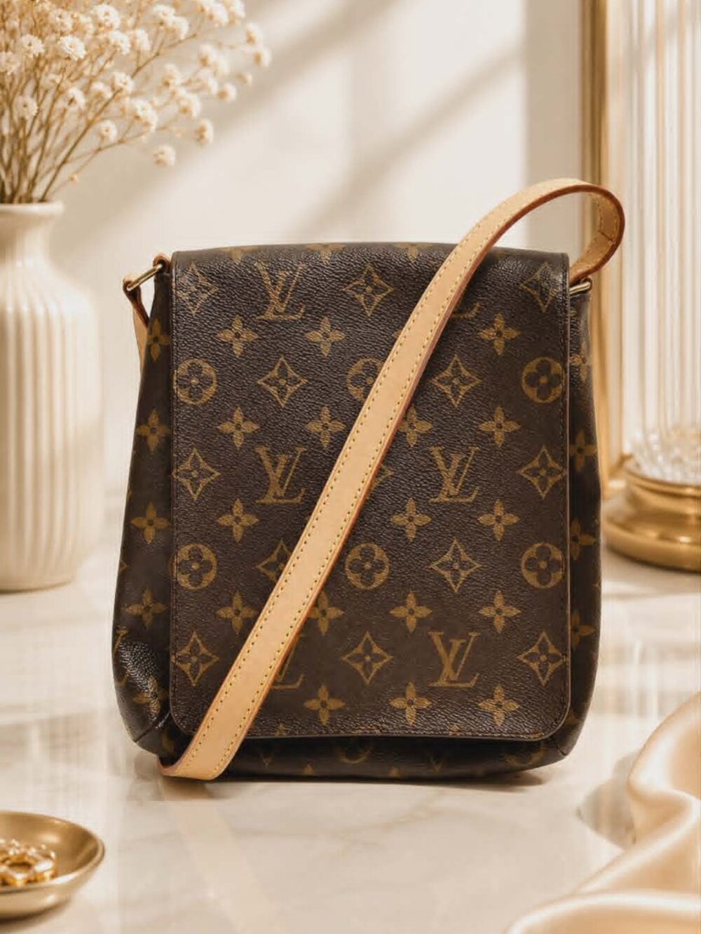 Authentic Louis Vuitton Musette Salsa Monogram Canvas Crossbody Shoulder Bag